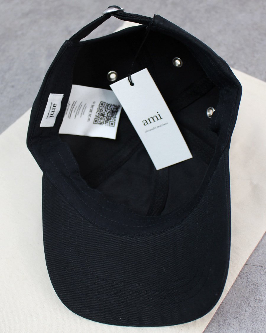 AMI PARIS Ami de Coeur Logo Cotton Gabardine Cap - Black