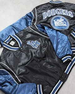 New Era Los Angeles Dodgers Satin Varsity Jacket - Black/Navy