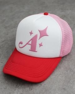 Awake NY A Trucker Snapback Cap - Red/Pink/White アウェイク