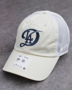 NIKE MLB Los Angeles Dodgers 2024 City Connect Trucker Strapback Cap - Cream/White