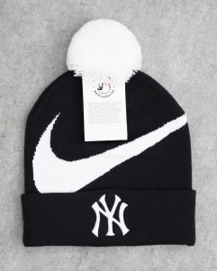 NIKE MLB New York Yankees Big Swoosh Pom Knit Cap - Navy