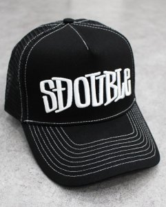 S/DOUBLE Trucker Strapback Cap - Black