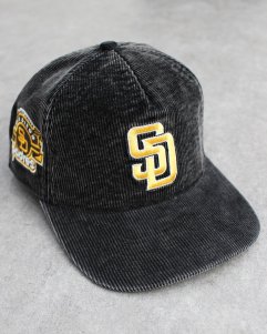 New Era MLB San Diego Padres The Golfer Corduroy Snapback Cap - Wash Black