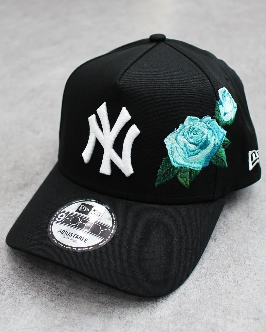 海外モデル NEW ERA NY ヤンキース アクア ローズ キャップ New Era MLB New York Yankees 9Forty A-Frame Rose Snapback