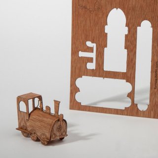 木製ポストカード（機関車）