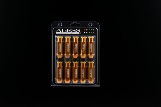 ALESS　70ｍｍ　ロングカラーナット　M12×P1.25　鍛造アルミ7075　【ゴールド】 - ALESS PREMIUM ACCESSORIES