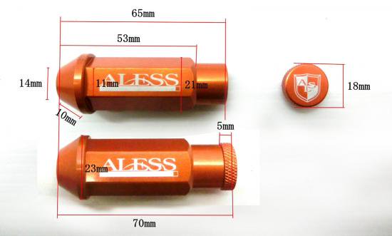 ALESS　70ｍｍ　ロングカラーナット　M12×P1.5　鍛造アルミ7075　【レッド】 - ALESS PREMIUM ACCESSORIES