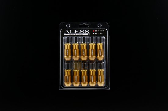 ALESS　50ｍｍ　ショートカラーナット　M12×P1.5　鍛造アルミ7075　【ゴールド】 - ALESS PREMIUM ACCESSORIES