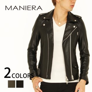 【MANIERA】Wレザーライダース/全２色/マニエラ/全２色/マニエラ