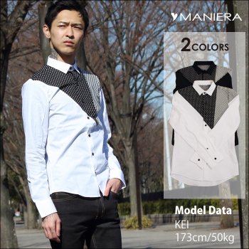 【MANIERA】JAPANスターストライプ切り替えシャツ / 全2色