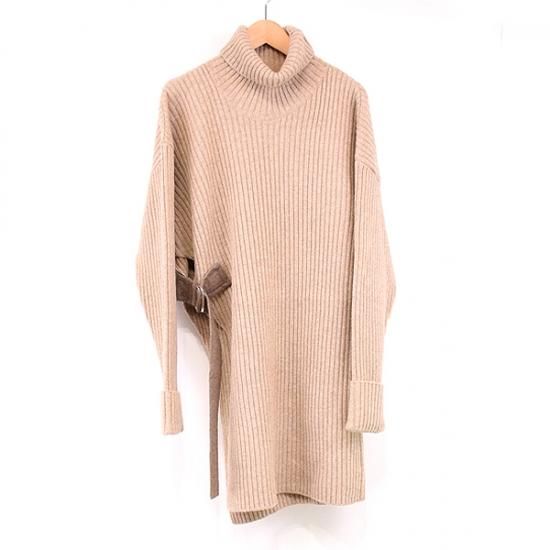 送料無料 Ujoh Belted Turtle Neck Knit Milk Tea タートルニット ベージュ メンズ レディース Katarino