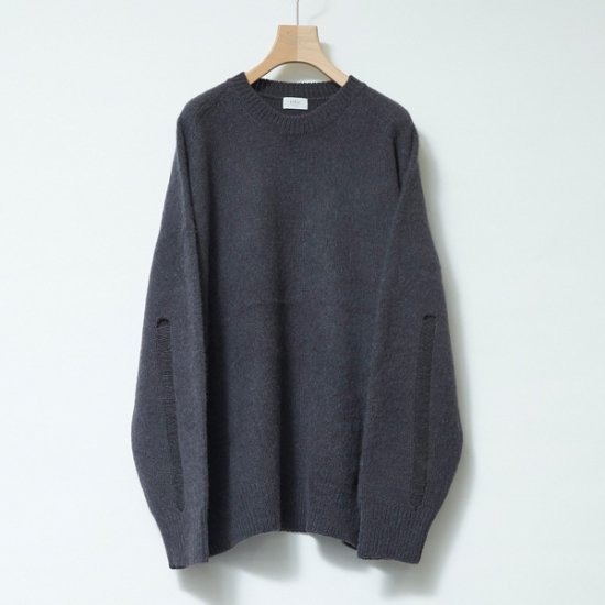 送料無料】URU ウル 23FUK06 CREW NECK KNIT CHARCOAL オーバーニット