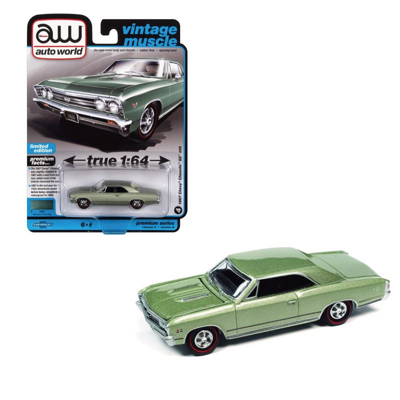 ミニカー 1/64スケール Auto World 1967 Chevrolet Chevelle SS - Green Mist Metallic
