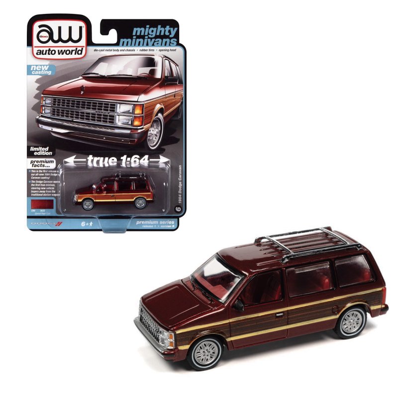 ミニカー 1/64スケール Auto World 1984 Dodge Caravan - GARNET PEAL