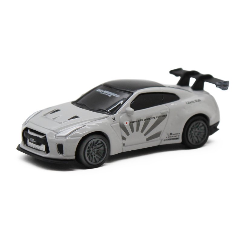 ミニカー 1/87スケール 日産 NISSAN GT-R R35 type 1.5 (グレー) LB-WORKS LIBERTY WALK  リバティーウォーク プルバックミニカー リバティウォーク LBWK