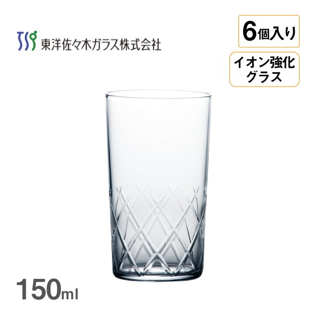 ビールグラス 一口ビール 薄氷 矢来カット 150ml 6個入 東洋佐々木