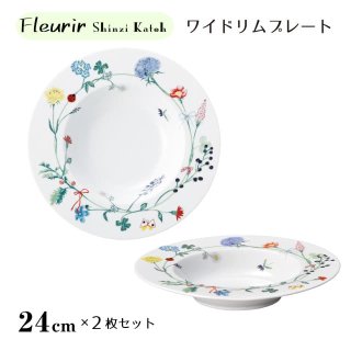ワイドリムスープ 24cm 2枚セット Fleurir ShinziKatoh 丸東 STUDIO 010（FI-504）