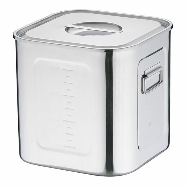 角型キッチンポット 30cm 手付 AG 18-8 目盛付 赤川器物製作所 18-8 深