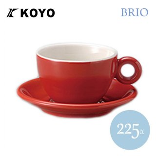 KOYO ブリオ カプチーノ カップ＆ソーサー レッド 6客セット 225ml（12840051/12840055）