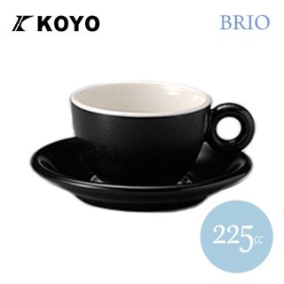 KOYO ブリオ カプチーノ カップ＆ソーサー ブラック 6客セット 225ml（12830051/12830055）