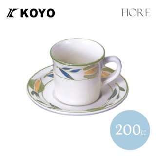 KOYO フィオーレ コーヒーカップ＆ソーサー 200ml 6客セット（13226052/13226056）