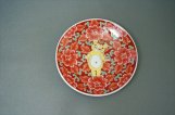 九谷焼豆皿　赤絵牡丹