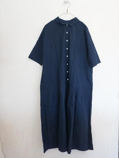 ヤンマ産業 会津木綿襟付きウエスト切り替えワンピース 生活雑貨pedlar ヤンマ産業 会津木綿襟付きウエスト切り替えワンピース 生活雑貨pedlar