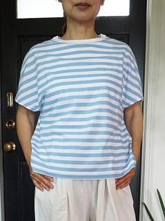 R&D.M.Co-(ɥޥ󥺥ơ顼)GAUZE BORDER DROP T SHIRT