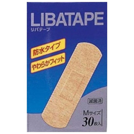 リバテープ　防水やわらかフィット　M　30枚入　2.2×7.2cm（パッド部1.1×2.3cm）