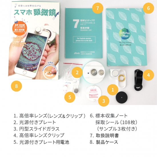 Aidmics Biotechnologyスマホ顕微鏡 μHandy Basic & 高倍率レンズ