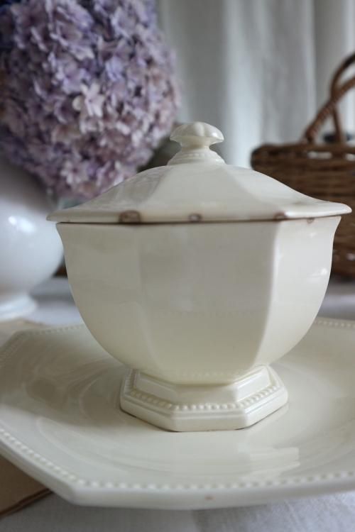 フランス アンティーク ボルドー窯  シュクリエ Lahens&Rateau/Bordeaux ボルドー マルグリット マーガレット 蓋つき ピ