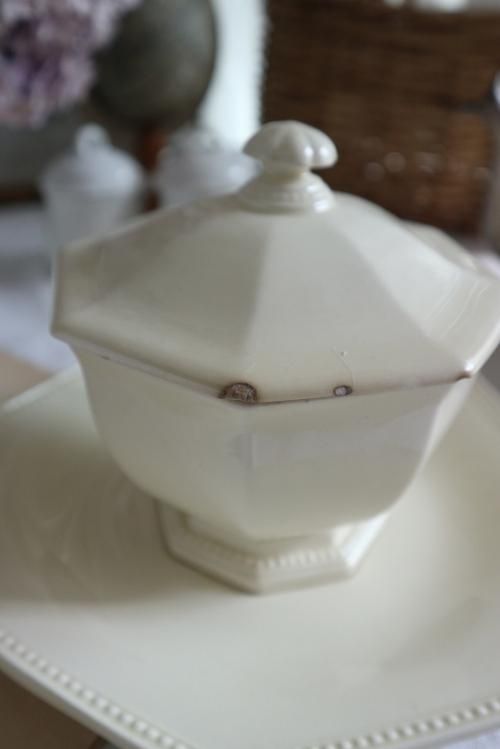 フランス アンティーク ボルドー窯  シュクリエ Lahens&Rateau/Bordeaux ボルドー マルグリット マーガレット 蓋つき ピ