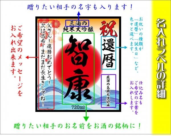 送料無料！越乃寒梅と名入れのお酒・純米大吟醸酒！世界にひとつの特別な贈り物に！父の日や還暦祝いに