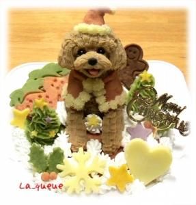 21クリスマスケーキ 犬 似顔絵ケーキ