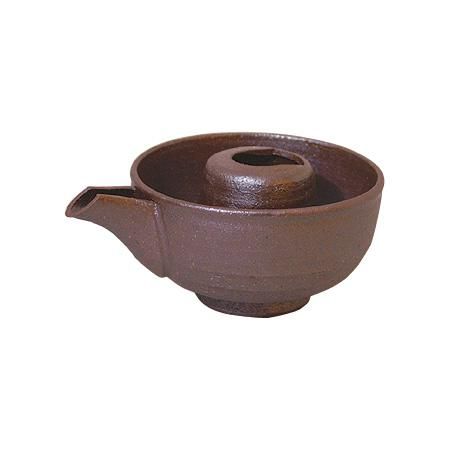【未使用】長谷園 伊賀焼 片口冷酒器 盃 炭焼 片口冷酒器 南蛮/氷入れ付