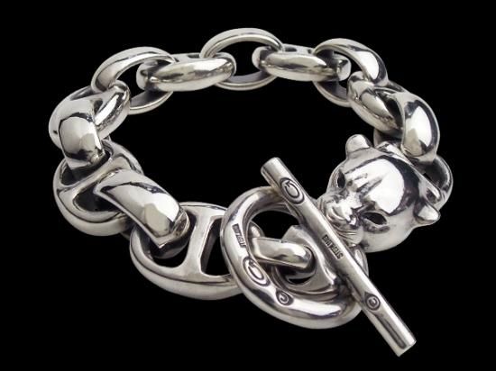 Panther With H.W.O & Smooth Anchor Links Bracelet [B-141] 6