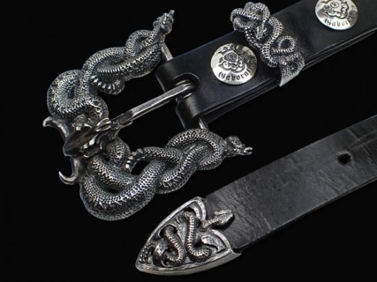 Large Snake & Buffalo Skull Belt Buckle [BB-05]Custom - GABORATORY