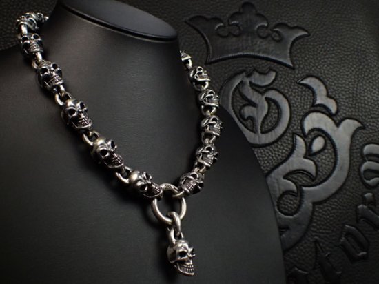 Single Skull With All Skull Links Necklace [N-181] - GABORATORY ATELIER