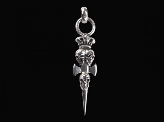 Triple Skull Dagger With Crown Pendant [P-141] - GABORATORY