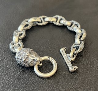 Half Lion With H.W.O & Chiseled Anchor Links Bracelet [B-42]