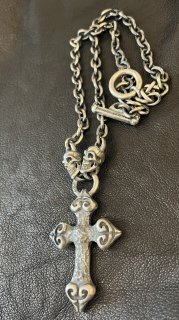 Quarter 4 Heart Chiseled Cross With Half 2 Skulls Chain Necklace [N-64]