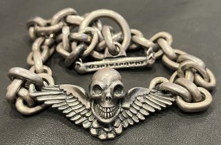 Wing Skull & Chain Links Necklace [N-93]