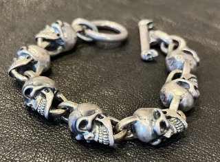 All Slant Head Skulls Link Bracelet [B-97]