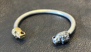 Pure Gold Wrap Lion Round Wire Bangle (4.5mm) [BG-78]