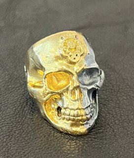 Pure Gold Wrap Medium Large Skull Ring with Jaw 