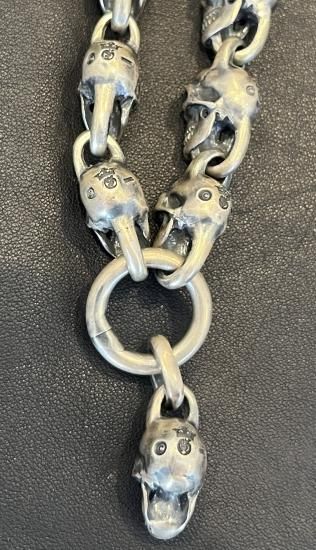 Single Skull With All Skull Links Necklace [N-181 Single Skull With All Skull Links Necklace [N-181