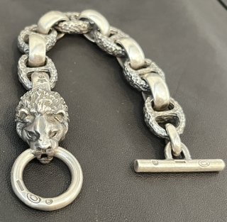 Lion With H.W.O & Chiseled Anchor Links Bracelet [B-41]