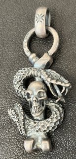 Skull On Snake With H.W.O Pendant [P-53]