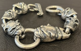 2Old Bulldogs With 4Skulls Bracelet [B-38]