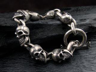 All Slant Head Skulls Link Bracelet [B-97]
